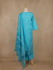 Light Blue Floral Printed Cotton Salwar Suit With Dupatta - Diadem