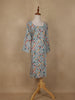 Light Blue Geometric Floral Printed Rayon Kurti - Diadem