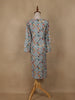 Light Blue Geometric Floral Printed Rayon Kurti - Diadem