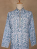 Light Blue Geometric Printed Kurta for Men - Diadem