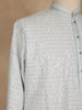 Light Blue Geometric Sequin Embroidered Cotton Kurta For Men - Diadem