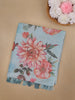 Light Blue Green Floral Printed Fancy Cotton Saree - Diadem