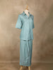 Light Blue Solid Design Cotton Co-Ord Set