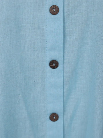 Light Blue Solid Design Cotton Kurti Top - Diadem