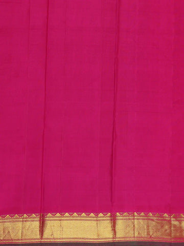 Light Brown Checked Woven Pure kanchipuram Silk Saree With Contrast Pink Blouse - Diadem