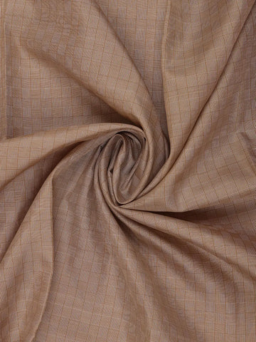 Light Brown Checked Woven Pure kanchipuram Silk Saree With Contrast Pink Blouse - Diadem