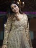 Light Brown Floral Embroidery Net Lehenga - Diadem