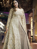 Light Brown Floral Embroidery Net Lehenga - Diadem