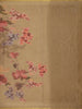 Light Brown Floral Printed Cotton Saree with Subtle Golden Zari Border