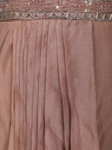 Light Brown Sequins Design Georgette Skirt Top - Diadem
