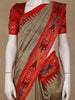 Light Brown Solid Design Tussar Silk Saree With Red Contrast Border - Diadem