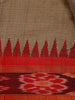 Light Brown Solid Design Tussar Silk Saree With Red Contrast Border - Diadem