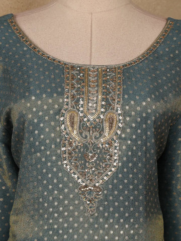 Light Green Dots Designed Banarasi Silk Palazzo Salwar Suit - Diadem