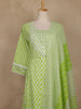 Light Green Floral Design Cotton Salwar Suit With Dupatta - Diadem