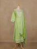 Light Green Floral Design Cotton Salwar Suit With Dupatta - Diadem