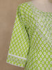 Light Green Floral Design Cotton Salwar Suit With Dupatta - Diadem