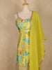Light Green Floral Printed Design Crepe Palazzo Suit