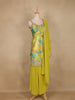 Light Green Floral Printed Design Crepe Palazzo Suit
