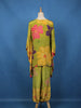 Light Green Floral Printed Synthetic Kaftan Palazzo Suit - Diadem