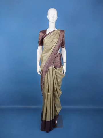 Light Green Floral Woven Pure Kanchipuram Silk Saree With Zari Border - Diadem