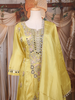 Light Green Mirror and Thread Embroidered Design Tissue Silk Palazzo Suit with Dupatta