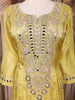 Light Green Mirror and Thread Embroidered Design Tissue Silk Palazzo Suit with Dupatta