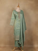 Light Green Silk Salwar Suit With Floral Embroidery - Diadem