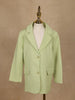 Light Green Solid Single-Breasted Blazer With Flap Pockets - Diadem