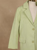 Light Green Solid Single-Breasted Blazer With Flap Pockets - Diadem