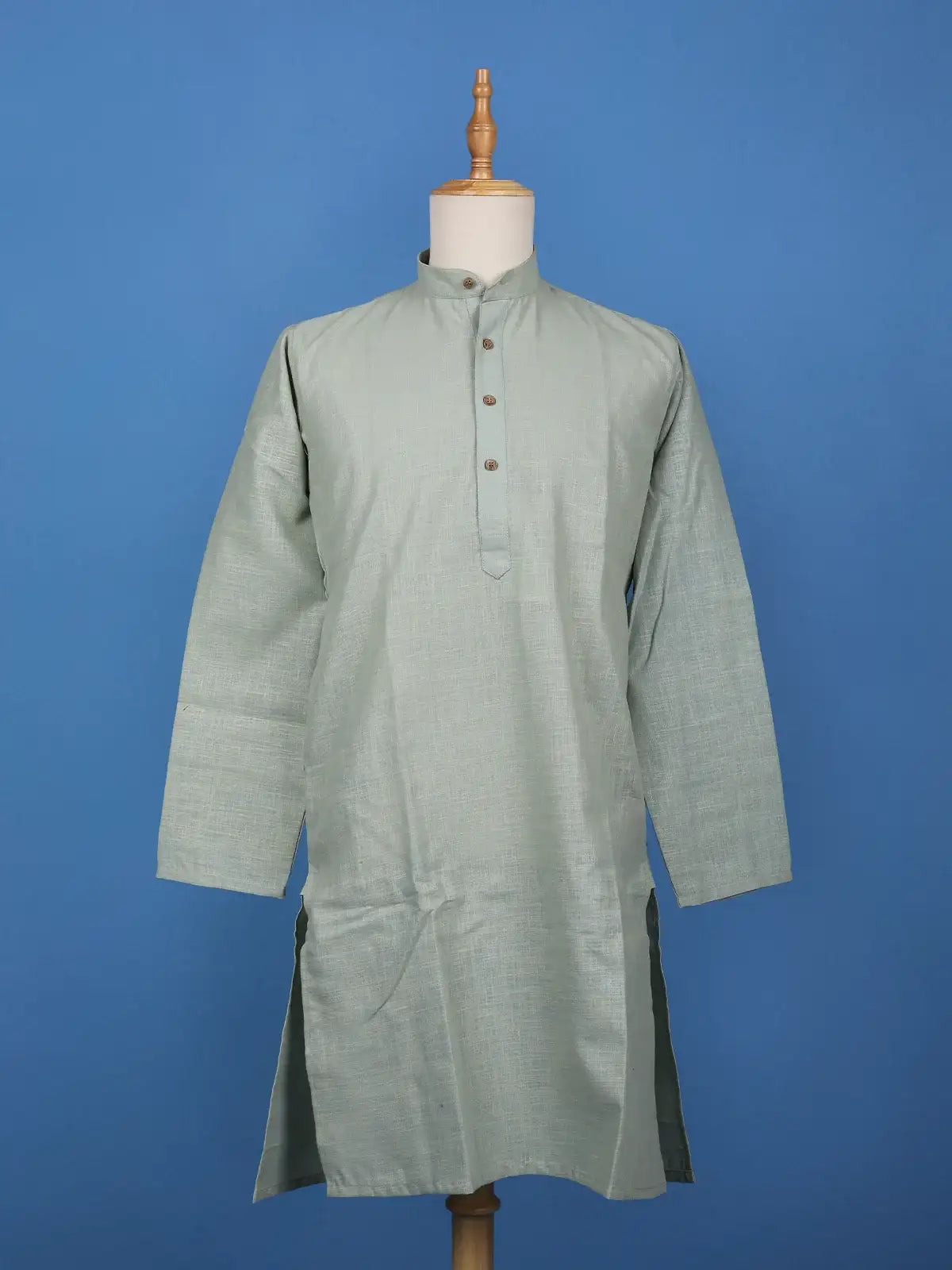 Light Green plain Cotton Kurta - Diadem