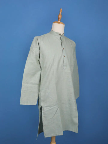 Light Green plain Cotton Kurta - Diadem