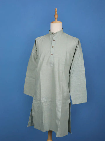 Light Green plain Cotton Kurta - Diadem