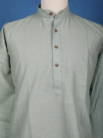 Light Green plain Cotton Kurta - Diadem