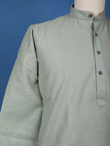 Light Green plain Cotton Kurta - Diadem