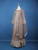 Light Grey Floral Design Banarasi Silk Anarkali Gown With Dupatta - Diadem