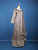 Light Grey Floral Design Banarasi Silk Anarkali Gown With Dupatta - Diadem