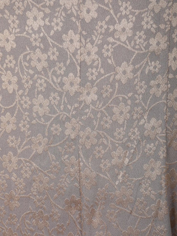 Light Grey Floral Design Banarasi Silk Anarkali Gown With Dupatta - Diadem