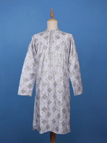 Light Grey Sequin Designed Cotton Kurta - Diadem