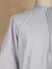Light Grey Thread Embroidered Cotton Kurta for Men - Diadem