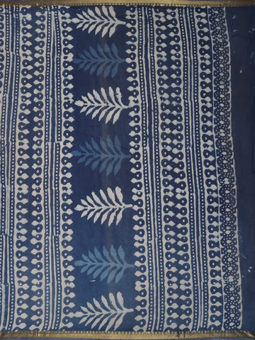 Light Greyish Blue Floral Printed Cotton Saree - Diadem