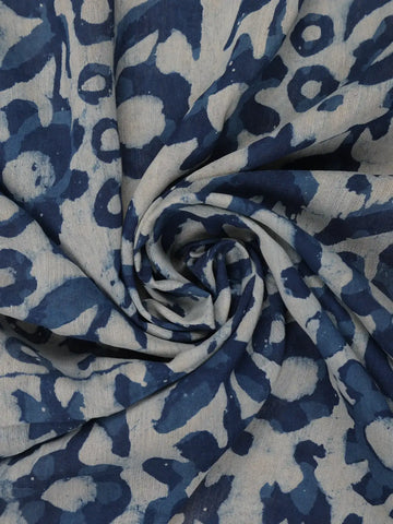 Light Greyish Blue Floral Printed Cotton Saree - Diadem