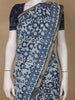 Light Greyish Blue Floral Printed Cotton Saree - Diadem