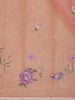 Light Peach Floral Embroidered Kota Cotton Saree