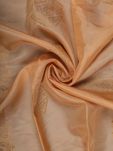 Light Peach Geometric Design Zari Woven Soft Silk Saree - Diadem