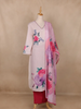 Light Pink Floral Design Cotton Salwar Suit - Diadem
