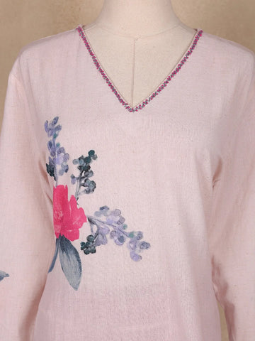 Light Pink Floral Design Cotton Salwar Suit - Diadem