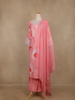 Light Pink Floral Design Cotton Salwar Suit With Dupatta - Diadem