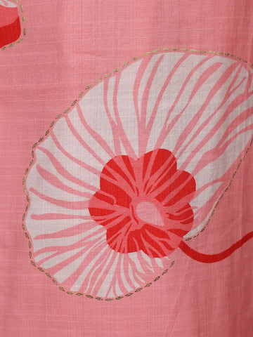 Light Pink Floral Design Cotton Salwar Suit With Dupatta - Diadem