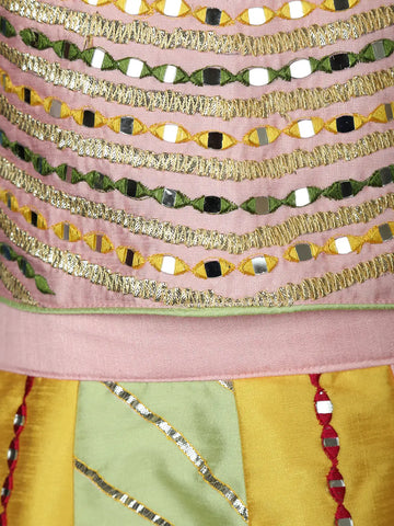 Light Pink Floral Design Silk Kids Lehenga With Dupatta - Diadem