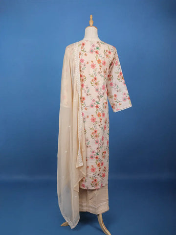 Light Pink Floral Designed Cotton Salwar Suit - Diadem